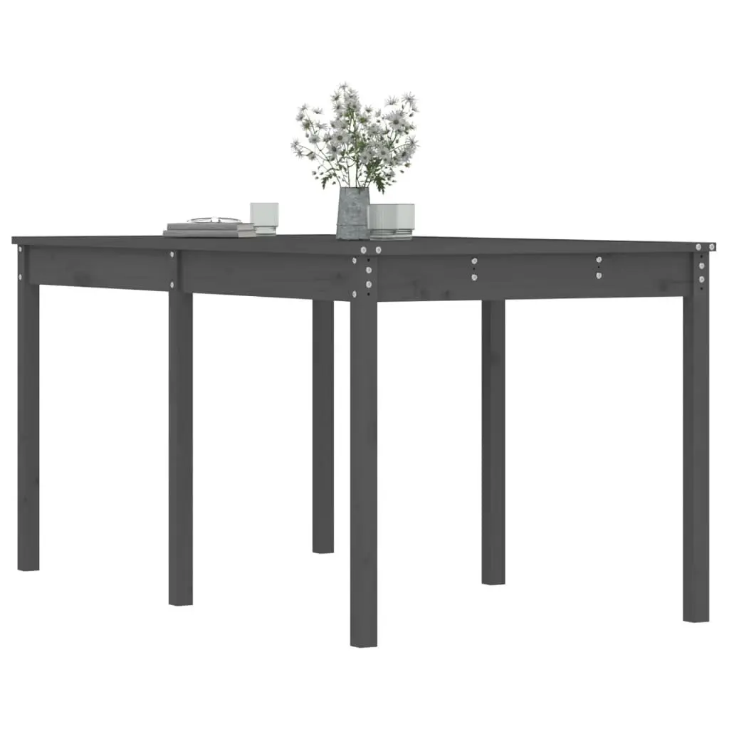 Pine Frame Garden Table Outdoor Use Grey 159.5x82.5x76cm Solid Wood Patio Furniture