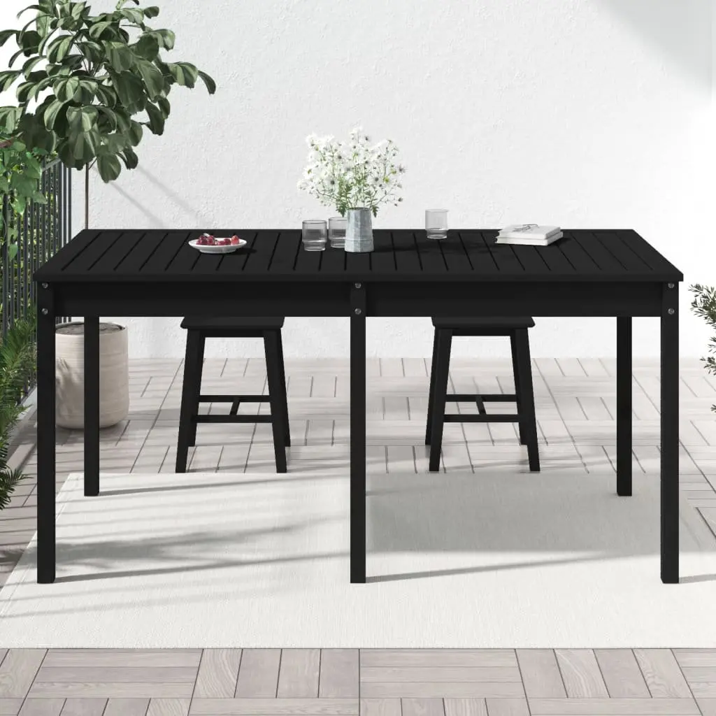 Pine Wood Outdoor Dining Table Black 1595cm x 825cm x 760cm Garden Patio Furniture