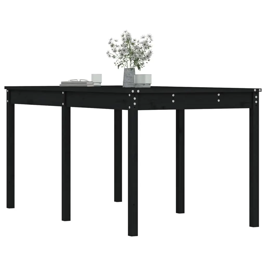 Pine Wood Outdoor Dining Table Black 1595cm x 825cm x 760cm Garden Patio Furniture