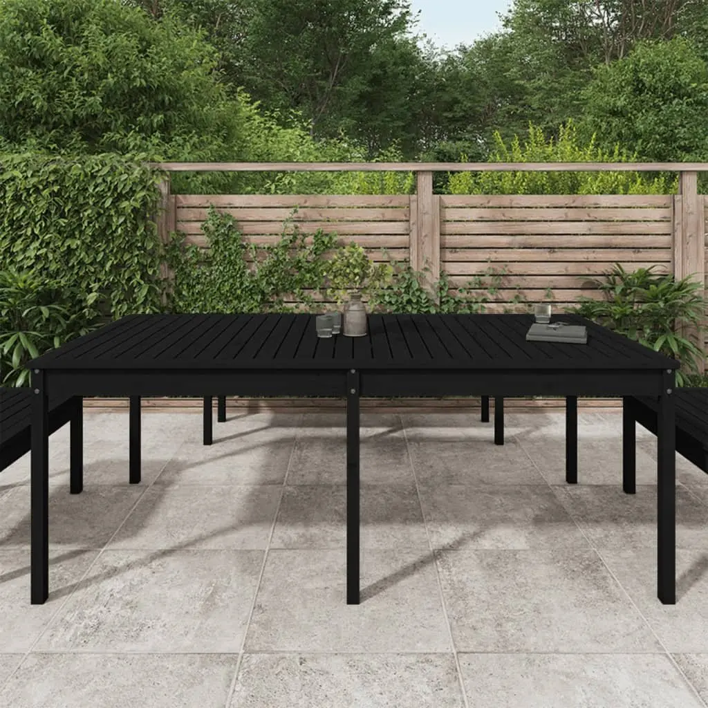 Garden Table Black 203.5x100x76cm Solid Pine Wood Outdoor Patio Furniture