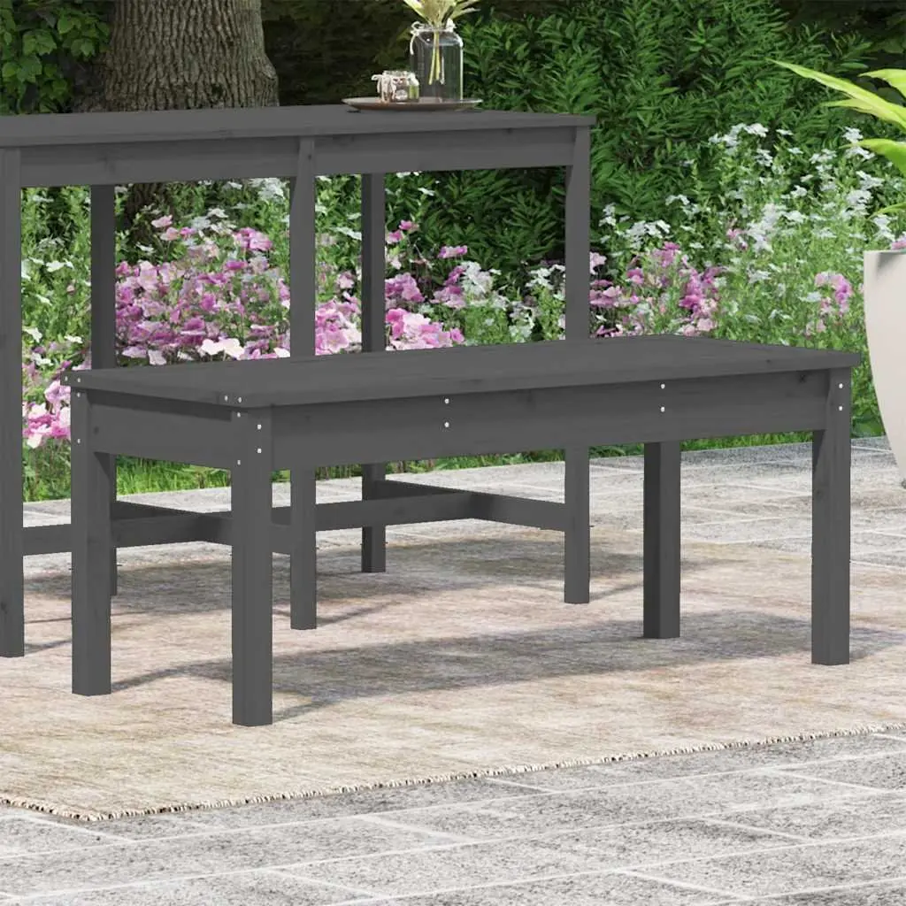 Outdoor Garden Bench Grey Wooden Patio Seating Furniture Backyard 109x44x45cm