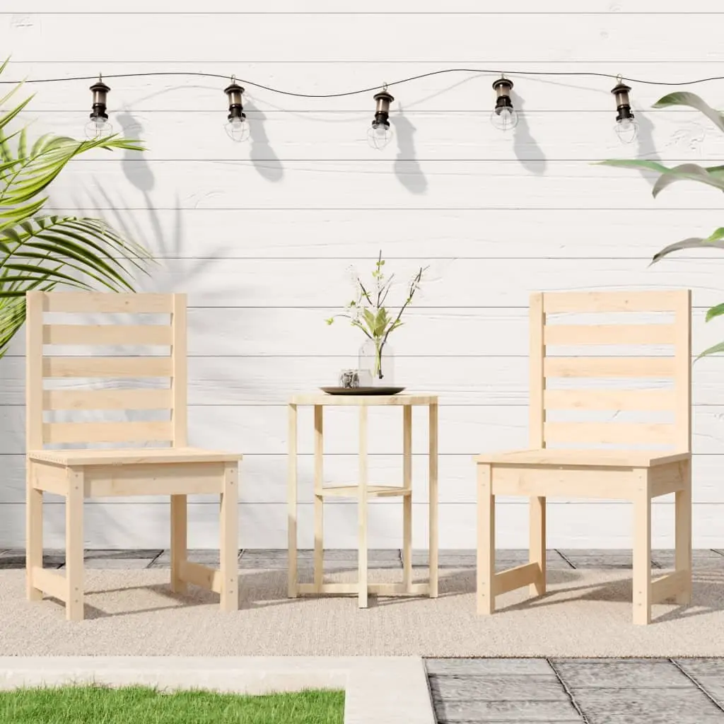 Outdoor Garden Chairs Set of 2 Solid Wood Pine Patio Dining Seating Brown