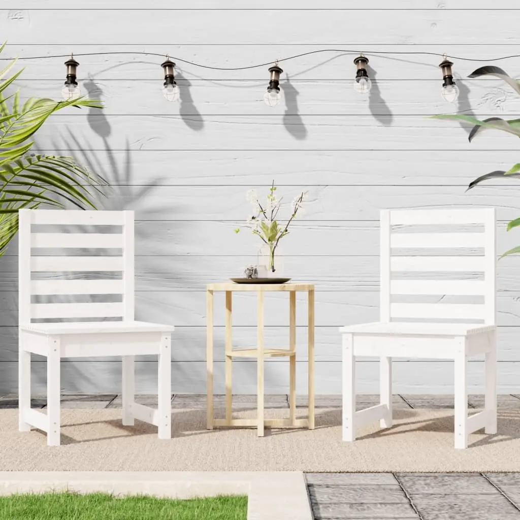 Outdoor Garden Chairs 2 Piece White Solid Wood Pine Patio Seating