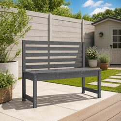 Outdoor Wooden Garden Bench - 109cm Grey Slatted Design