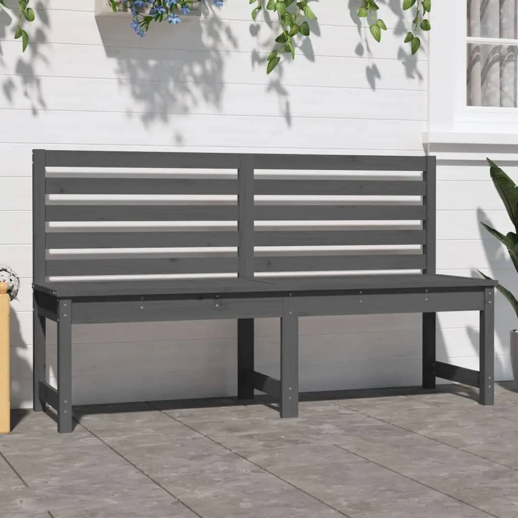 Garden Bench for Patio 157.5 cm Grey Wooden Backrest