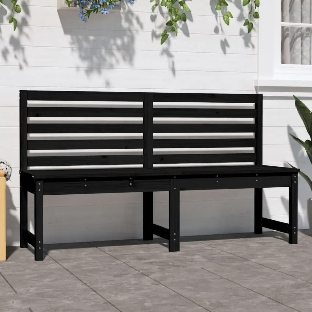 Garden Bench Outdoor 157.5cm Black Solid Pine Wood Patio Seating