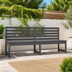 Grey Solid Wood Pine Garden Bench 201.5cm for Patios