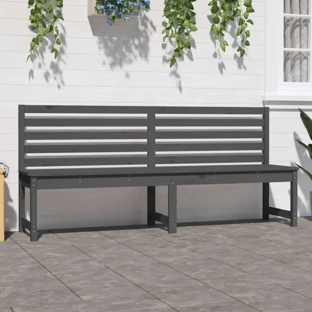 Grey Solid Wood Pine Garden Bench 201.5cm for Patios