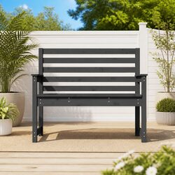 Grey Outdoor Bench with Practical Backrest and Armrests