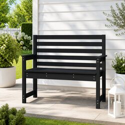 Garden Bench Specifications: Black Wooden Seating 109x48x91.5cm