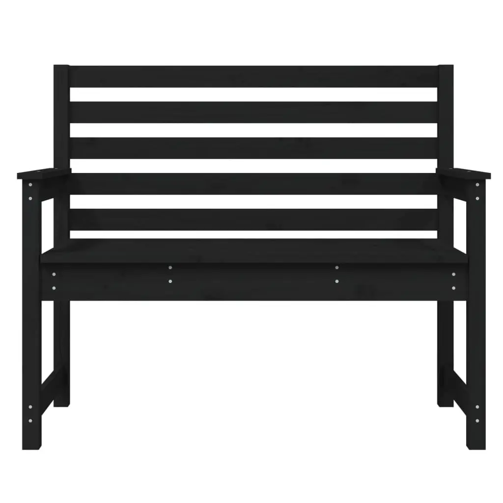 Outdoor Garden Bench Black Wooden Backrest Armrests Patio Seating 109x48x91.5cm