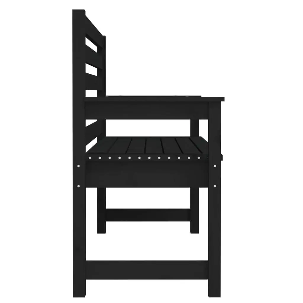 Outdoor Garden Bench Black Wooden Backrest Armrests Patio Seating 109x48x91.5cm