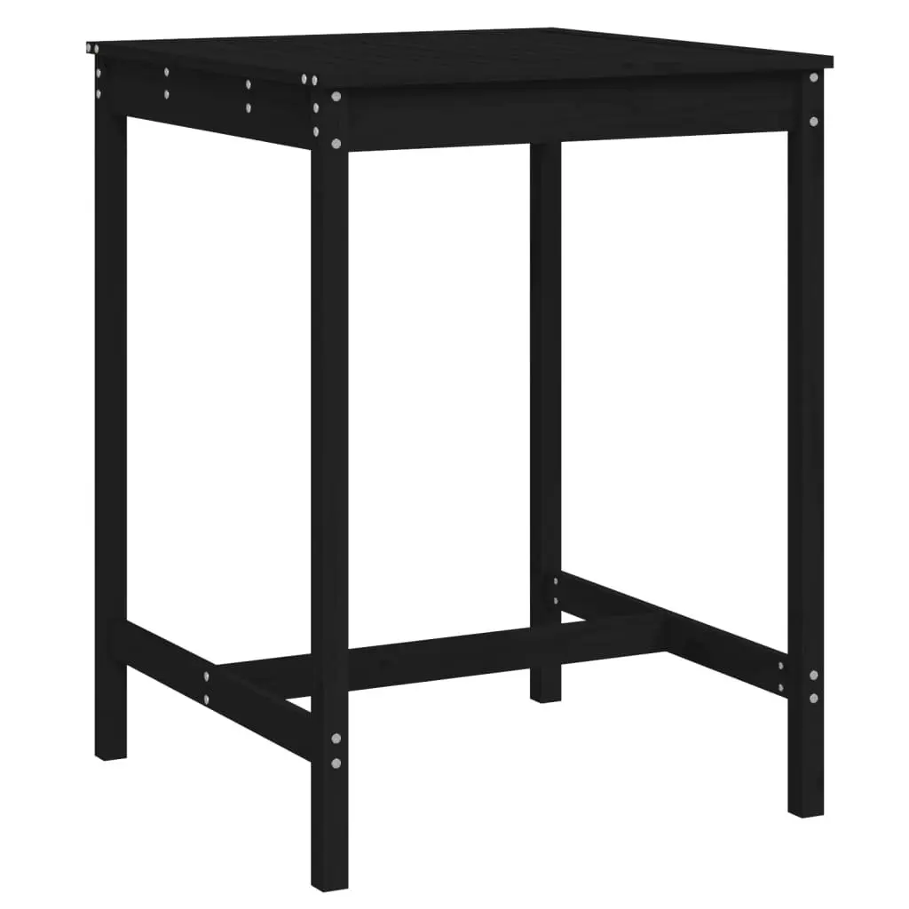 Garden Table Solid Pine Wood Black Outdoor Patio Dining Furniture Sturdy Frame