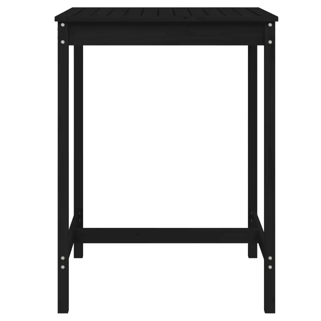 Garden Table Solid Pine Wood Black Outdoor Patio Dining Furniture Sturdy Frame