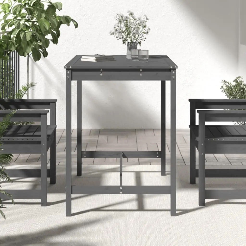 Garden Table Outdoor Use Solid Pine Wood Grey 121x82.5x110 cm