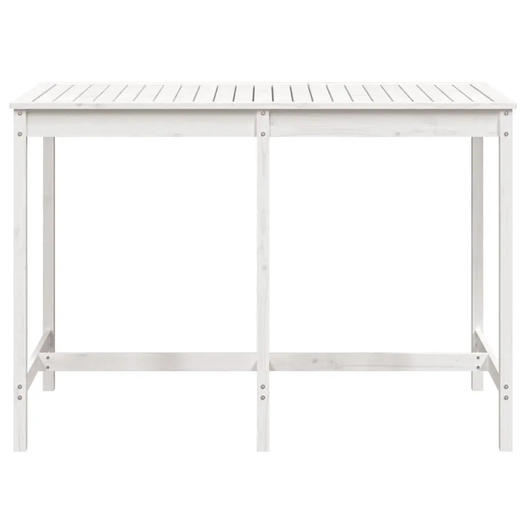 Garden Table White Outdoor Patio Dining Solid Pine Wood 159.5 x 82.5 x 110 cm
