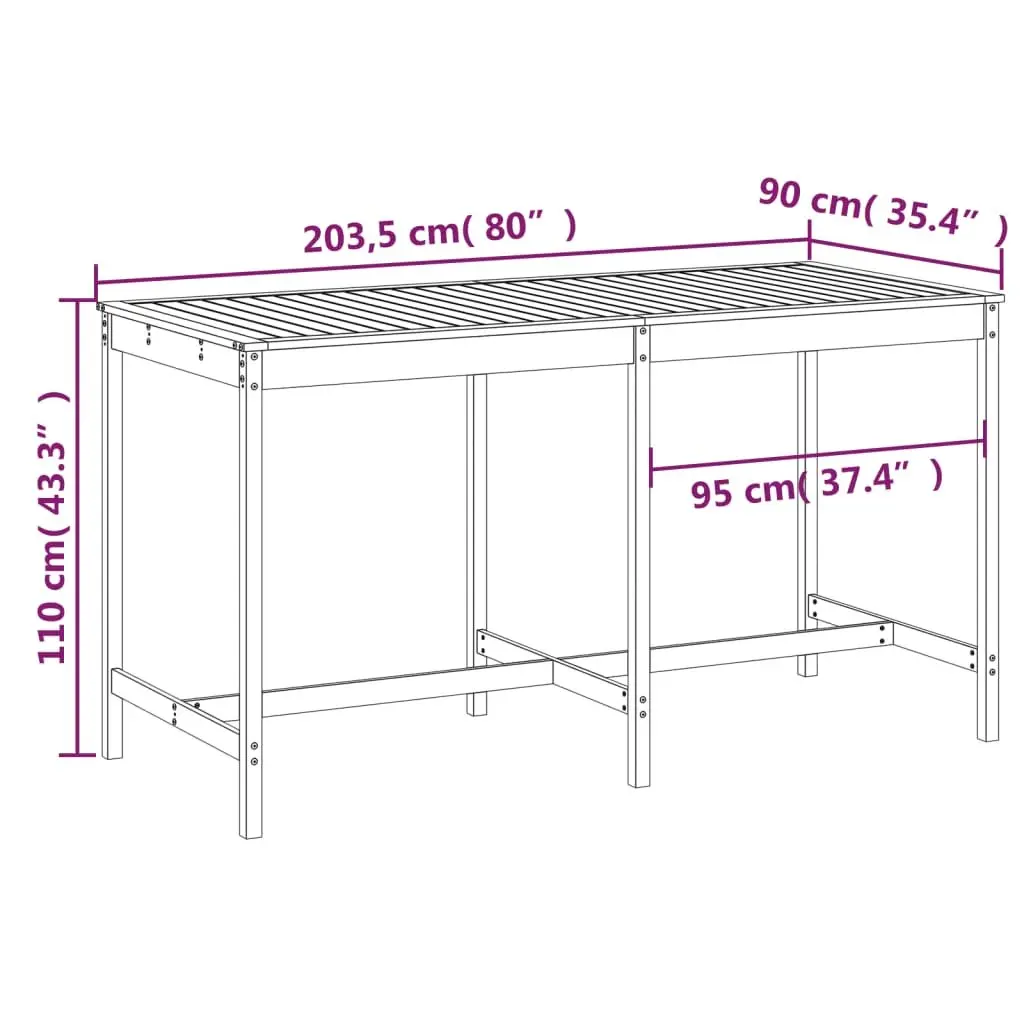 Garden Table Outdoor Patio 203.5x90x110cm