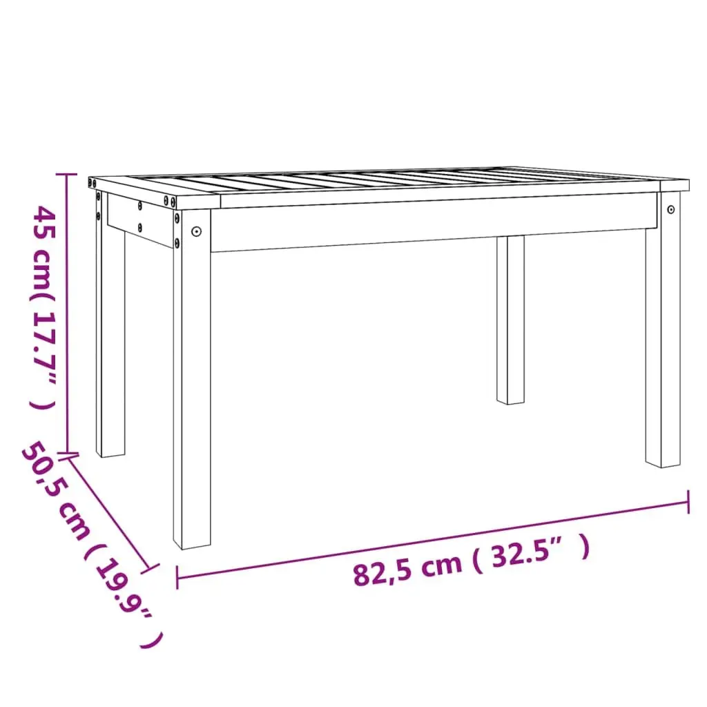 Garden Dining Table 82.5x50.5x45 cm Solid Pine Wood Outdoor Patio Furniture