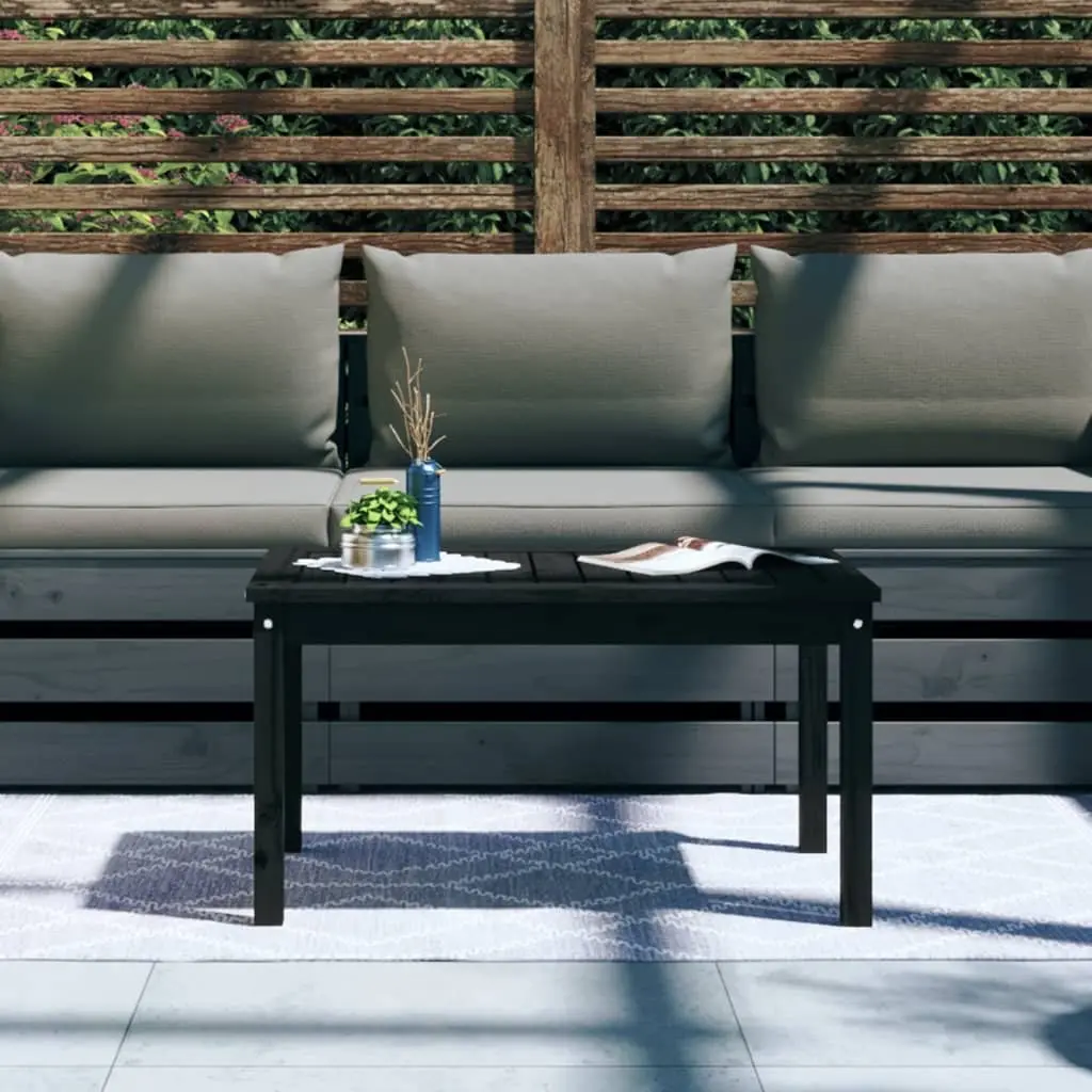 Garden Table Black Solid Wood Pine Outdoor Patio Dining Furniture 82.5x50.5x45cm
