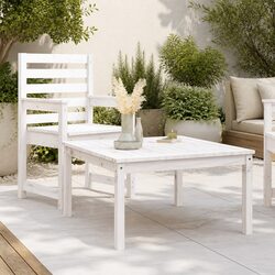 Garden Table Dimensions 82.5x82.5x45cm - White Solid Pine Wood