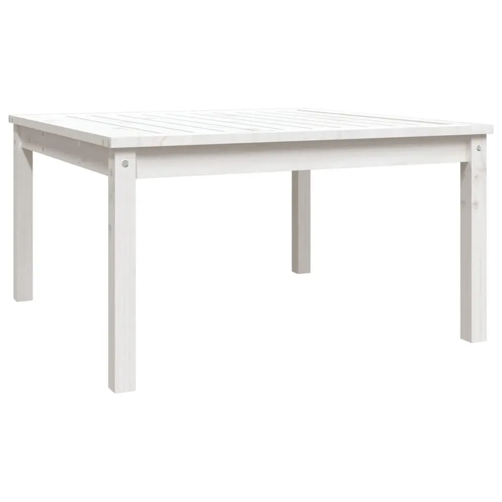 Garden Table White Outdoor Dining Furniture Solid Pine Wood 82.5x82.5x45cm