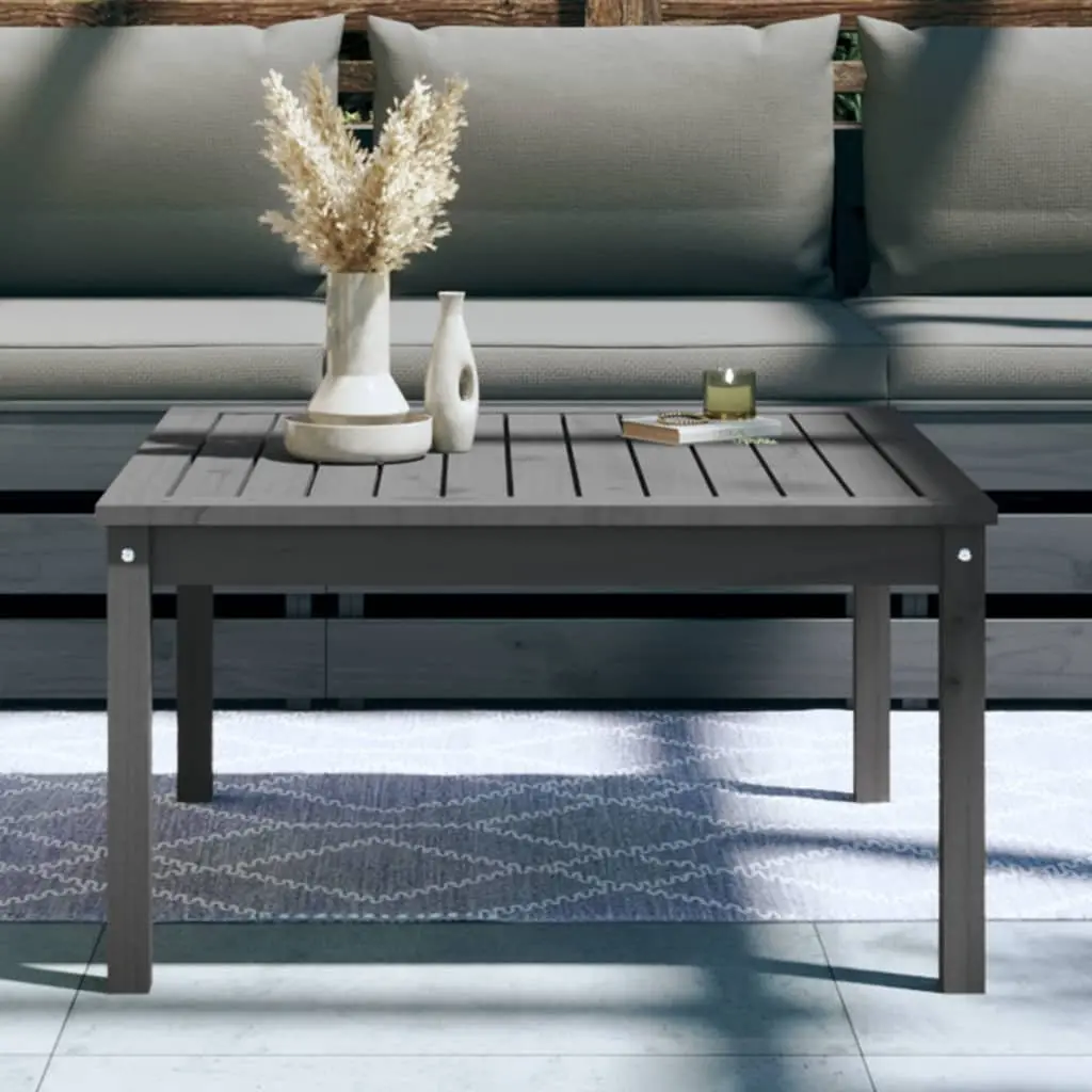 Garden Table Grey Solid Wood Pine Outdoor Patio Dining Furniture 82.5x82.5x45cm