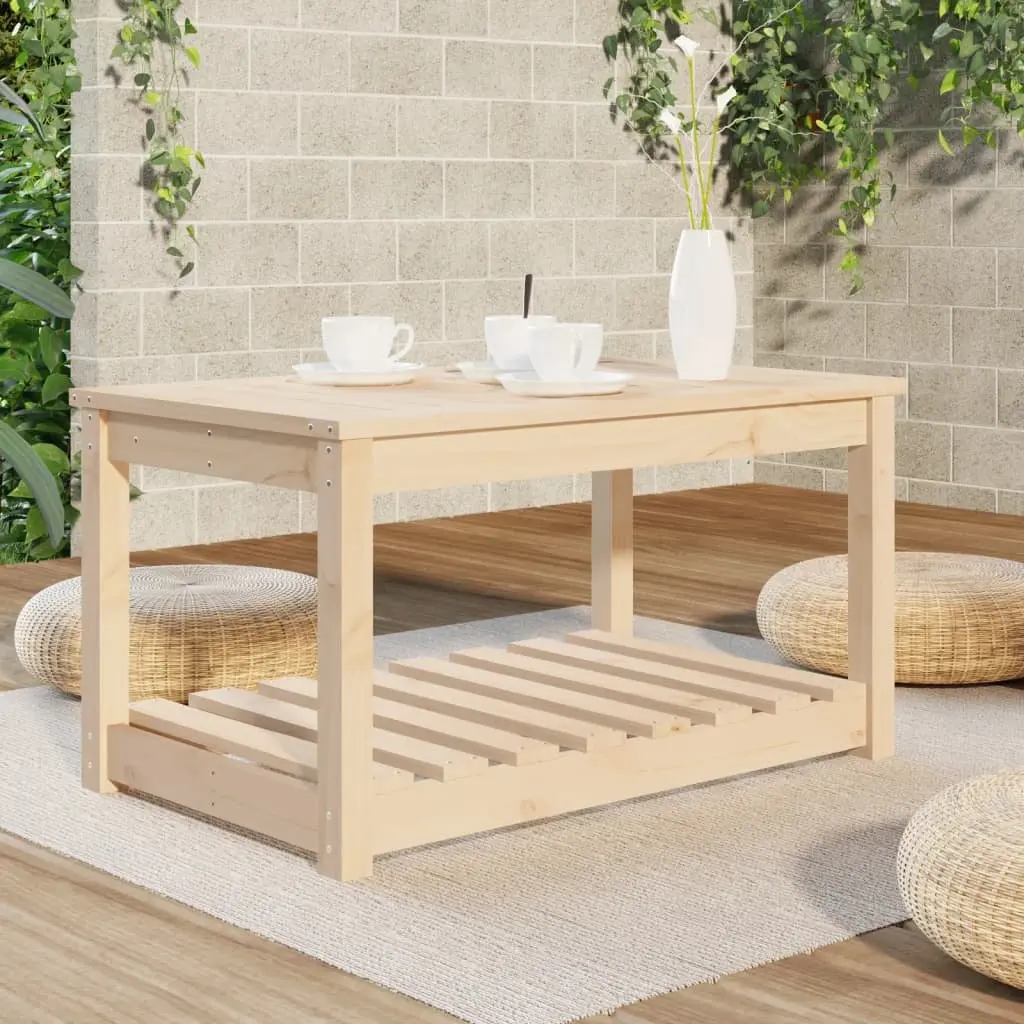 Solid Wood Pine Garden Table Outdoor Use 82.5x50.5x45cm Brown