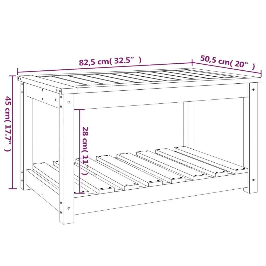 Solid Wood Pine Garden Table Outdoor Use 82.5x50.5x45cm Brown