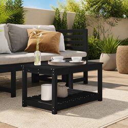 Black Garden Table Specifications: Solid Wood, Spacious Design