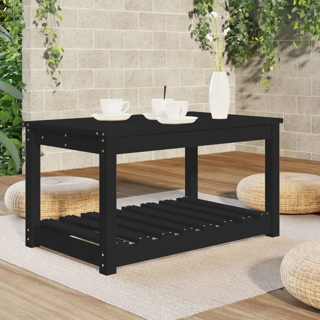 Garden Table Black Outdoor Dining Patio Furniture Solid Wood Pine 82.5 x 50.5 x 45 cm