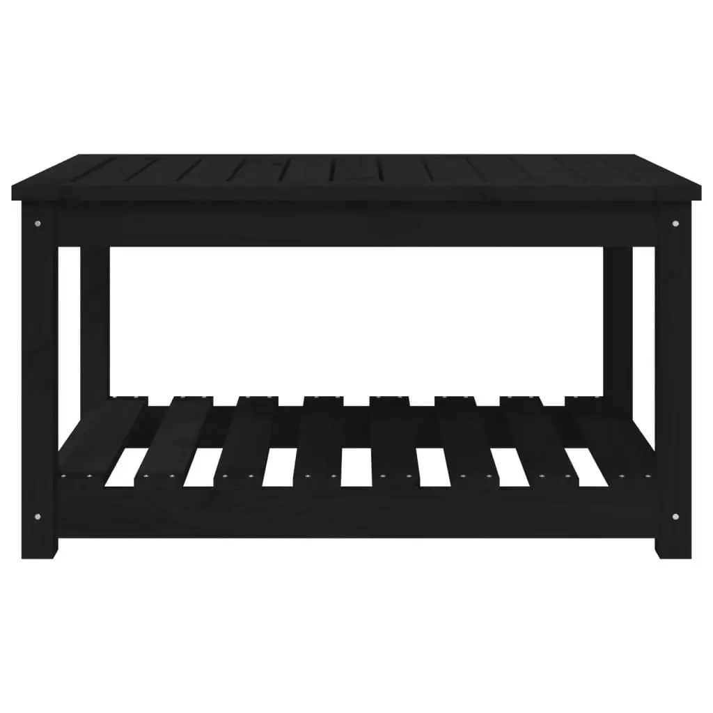 Garden Table Black Outdoor Dining Patio Furniture Solid Wood Pine 82.5 x 50.5 x 45 cm