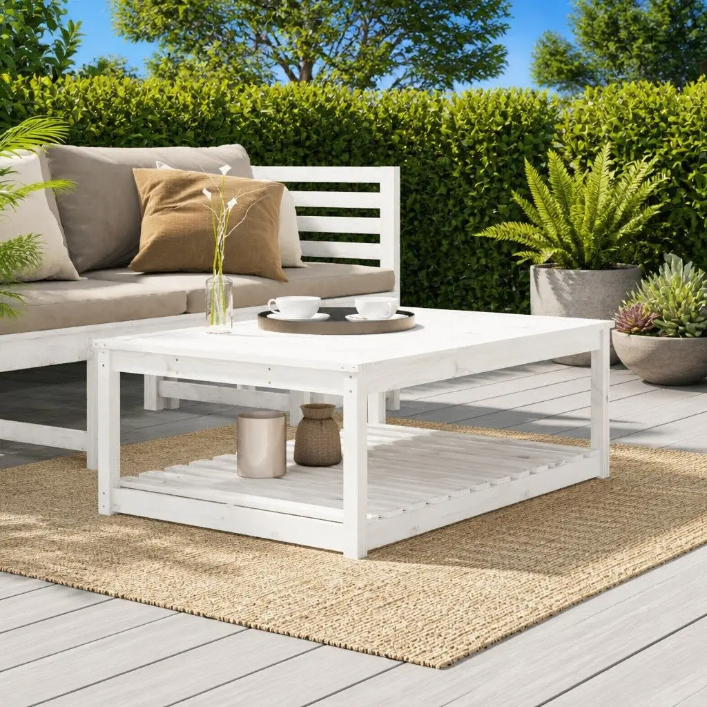 White Solid Pine Outdoor Garden Table