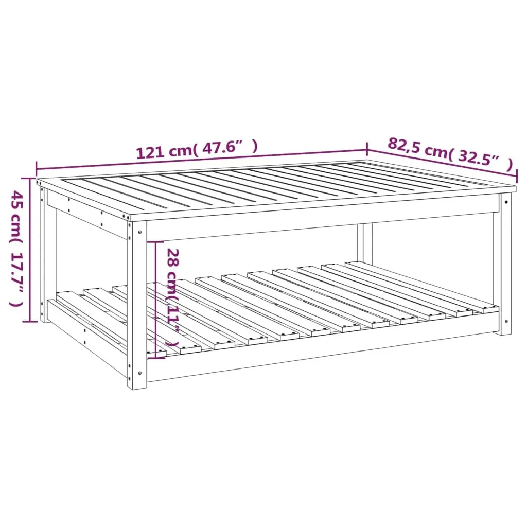White Solid Pine Outdoor Garden Table