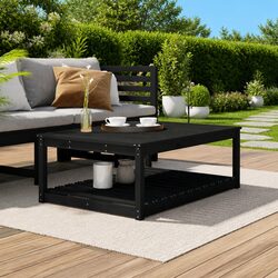 Garden Table Specs: Black Solid Pine, 121x82.5x45cm