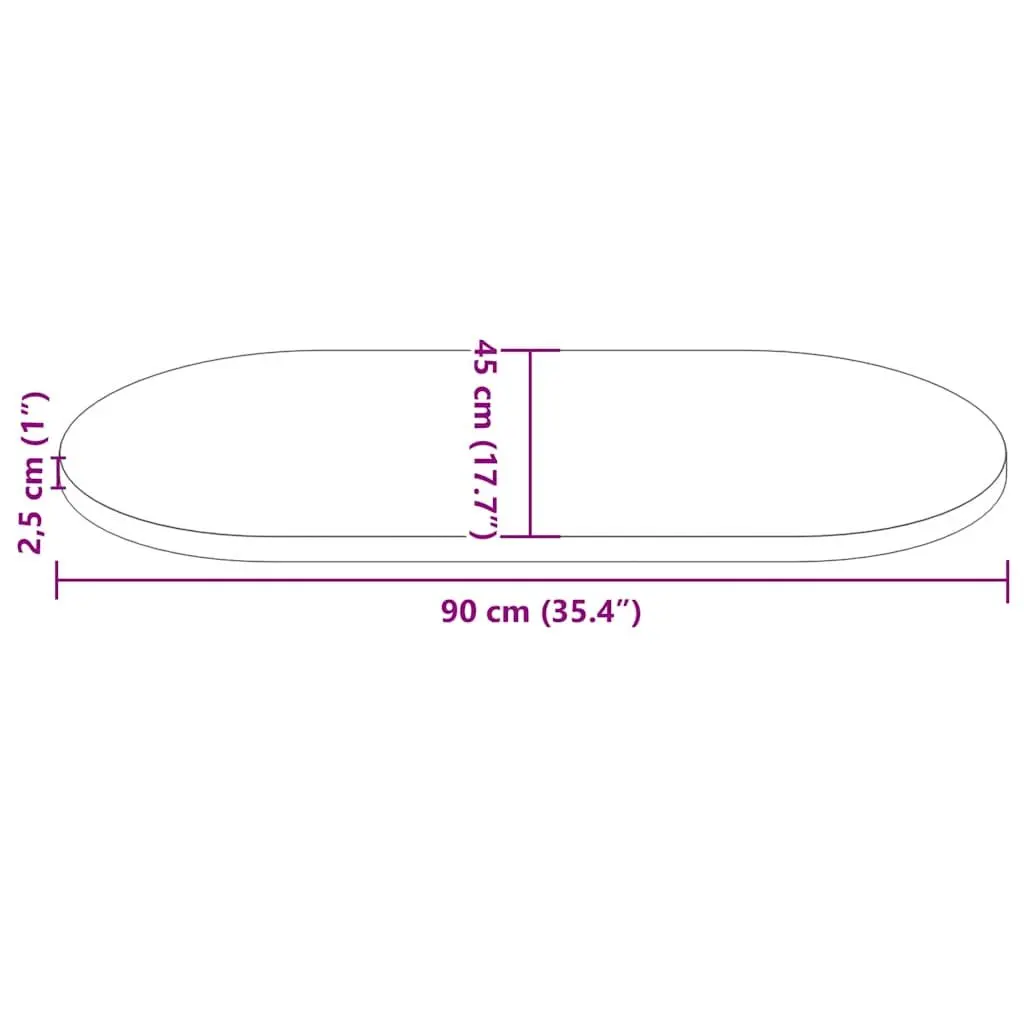 Solid Wood Pine Oval Table Top 90x45x2.5cm Brown Replacement Coffee Furniture