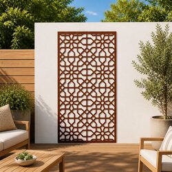 Garden Wall Art - Corten Steel Moorish Design 105 x 55 cm