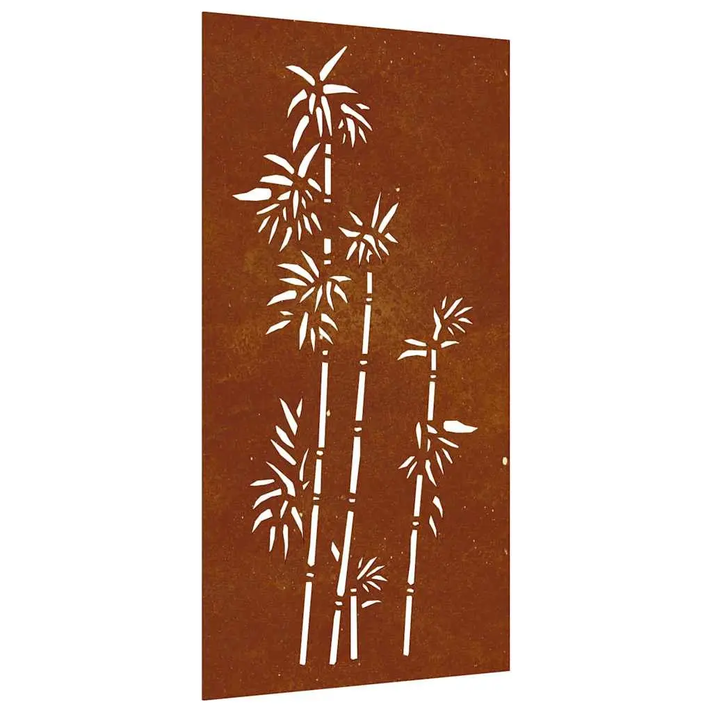 Garden Wall Decoration 105x55 cm Corten Steel Bamboo Design Outdoor Art