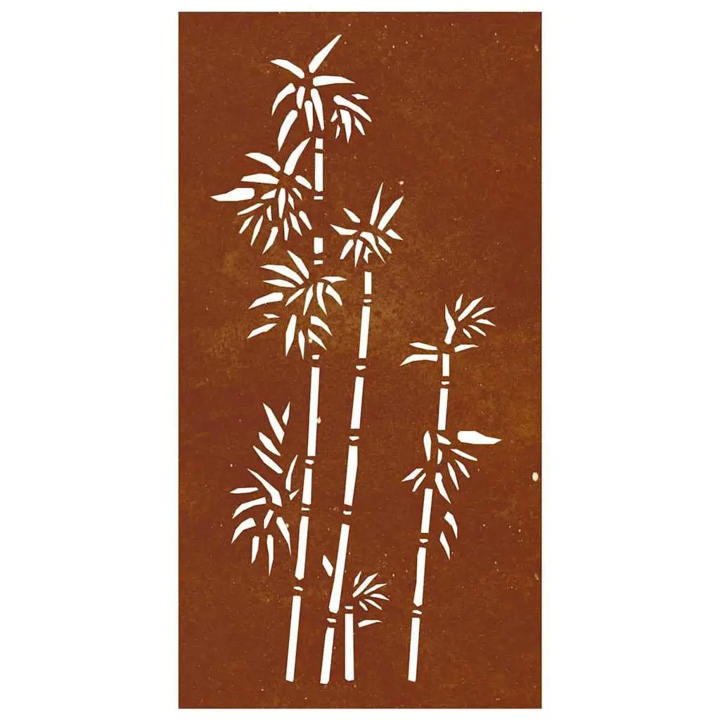 Garden Wall Decoration 105x55 cm Corten Steel Bamboo Design Outdoor Art