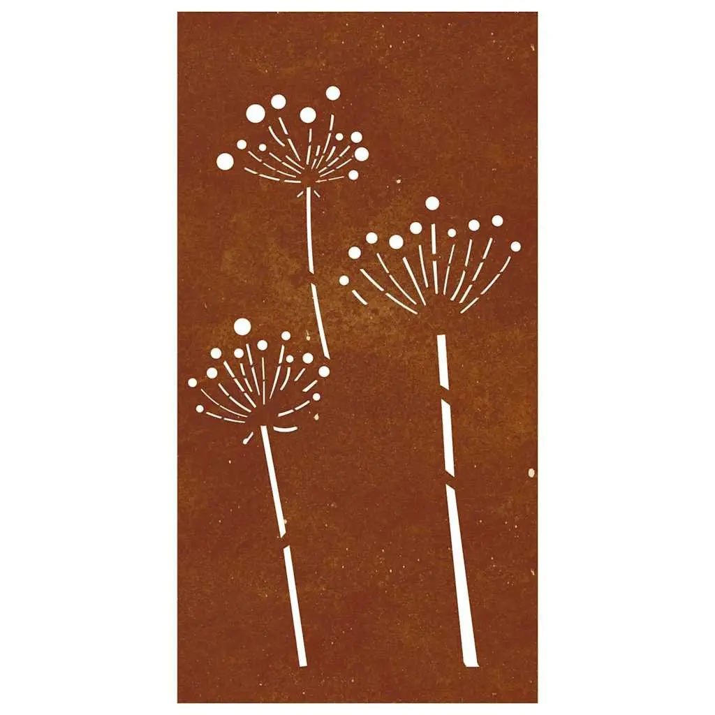 Garden Wall Decoration 105x55cm Corten Steel Flower Design Outdoor Metal Art