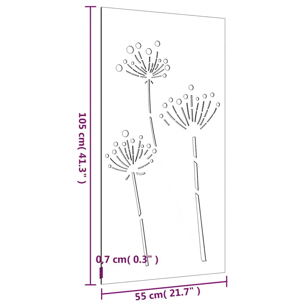 Garden Wall Decoration 105x55cm Corten Steel Flower Design Outdoor Metal Art