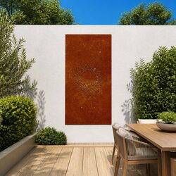 105x55 cm Corten Steel Wall Decoration with Sun Design