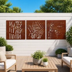 Metal Grass Design Outdoor Wall Panels - 55x55 cm, 3 pcs