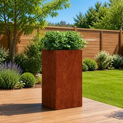 Corten Steel Planter Box 40x40x80 cm Raised Garden Bed Weathering Steel Outdoor