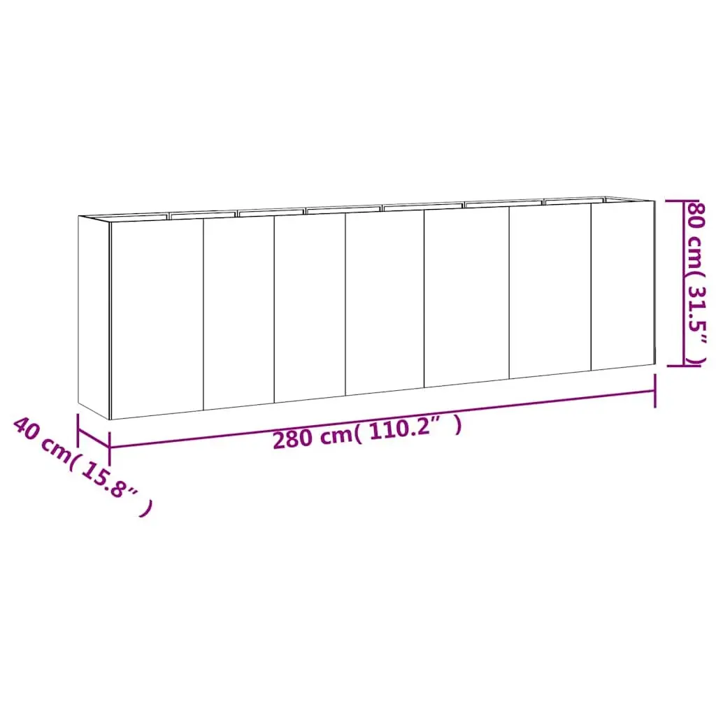 Garden Raised Bed Planter Outdoor Vegetable 280x40x80 cm Brown Weathering Steel