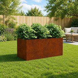 Corten Steel Planter 80x40x40 cm Raised Garden Bed Flower Box Outdoor Patio