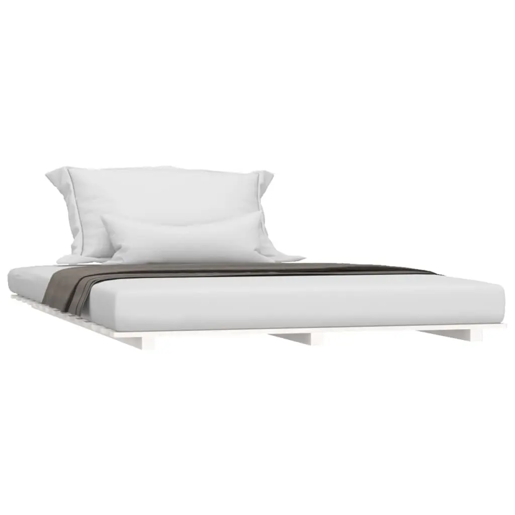 Bed Frame Bedroom 150x200 cm White Solid Pine Wood Slatted Base