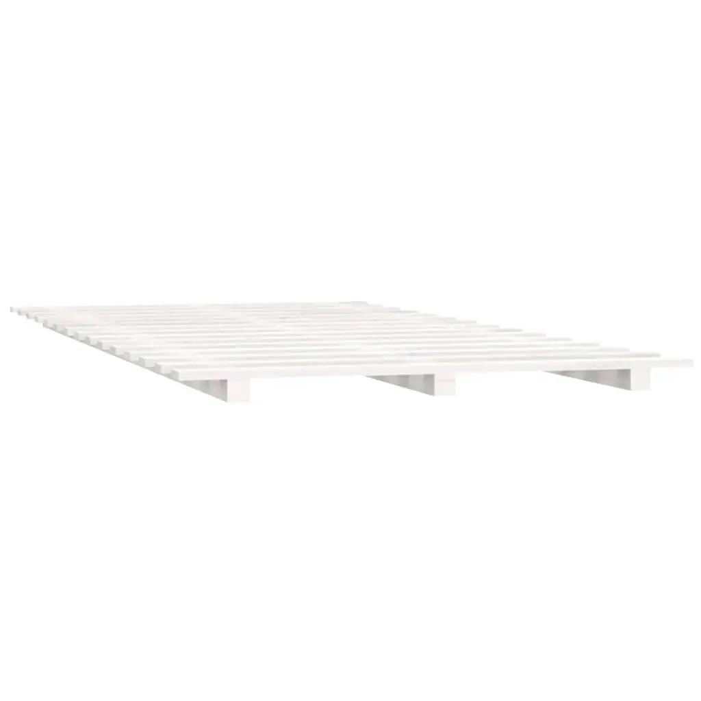 Bed Frame Bedroom 150x200 cm White Solid Pine Wood Slatted Base