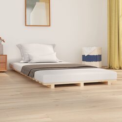 Solid Pine Bed Frame 90x190 cm with Slatted Base Design
