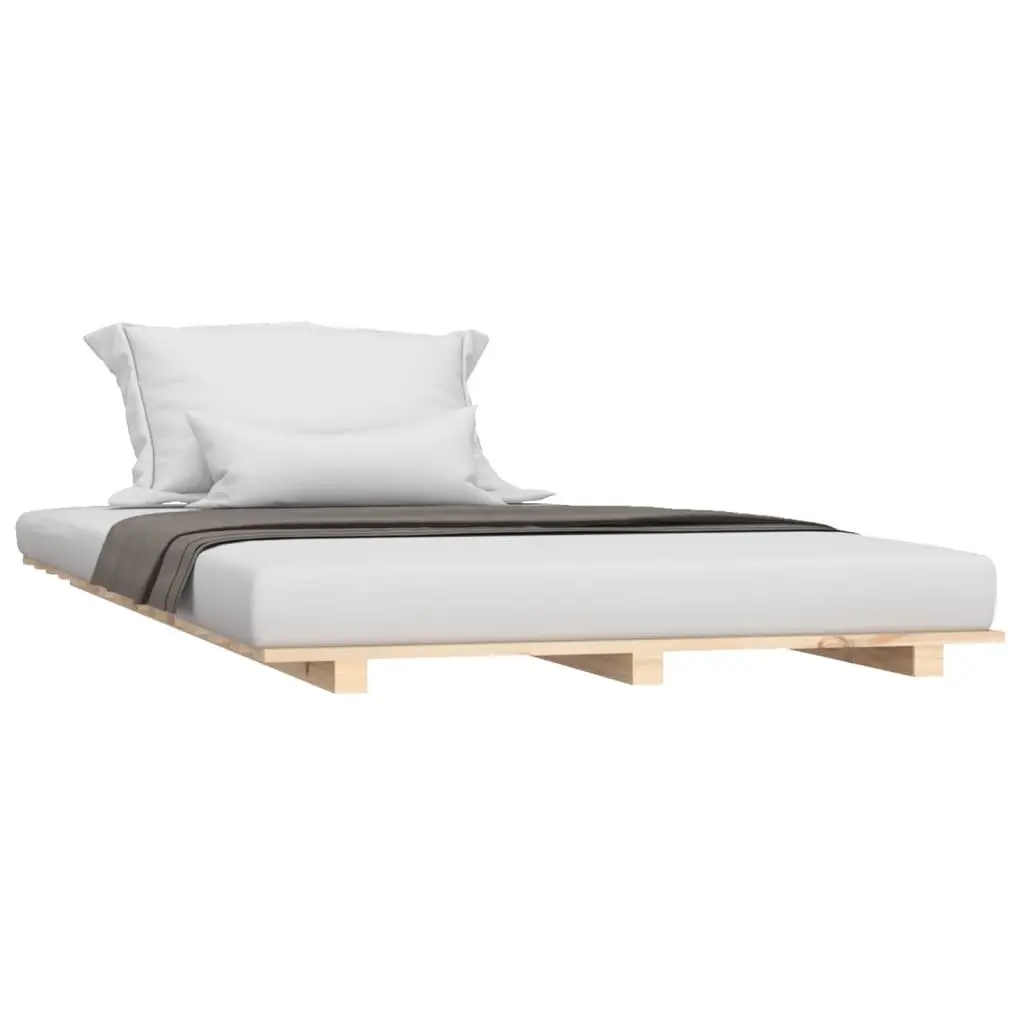 Solid Wood Bed Frame Bedroom 90x190 cm Slatted Base Brown