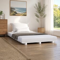 Solid Pine Wood Bed Frame Dimensions 90x190 cm, White